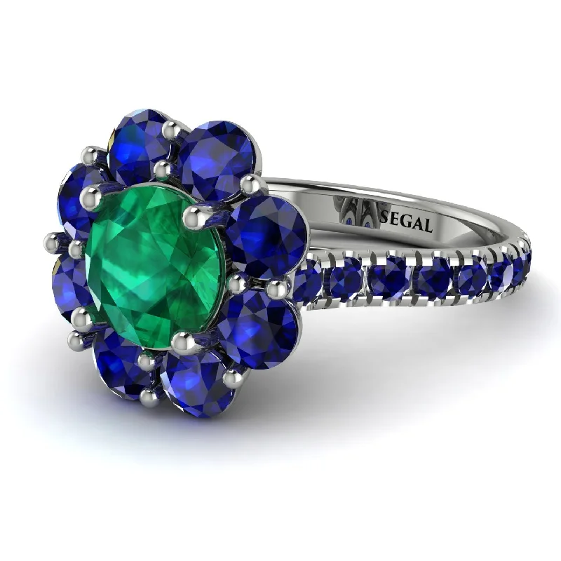 engagement-pearl-unique-ring-Glamorous Emerald Halo Engagement Ring - Amaya No. 66