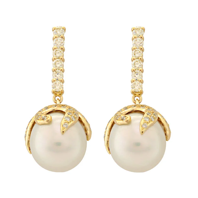 ladies-classic-huggie-earrings-Earrings-Pearl and Diamond