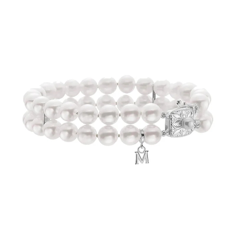 Ladies bracelets with yacht charms -Akoya Pearl Double Strand Bracelet