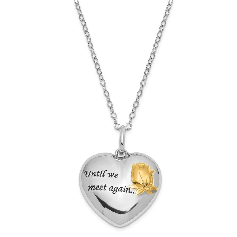 Ladies necklaces with glass beads -Sterling Silver & Gold Tone Accent Heart Ash Holder Necklace, 18 Inch