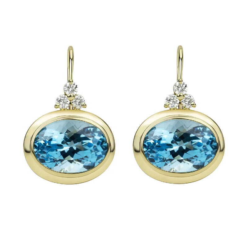 ladies-crystal-hoop-earrings-Earrings - Blue Topaz And Diamond