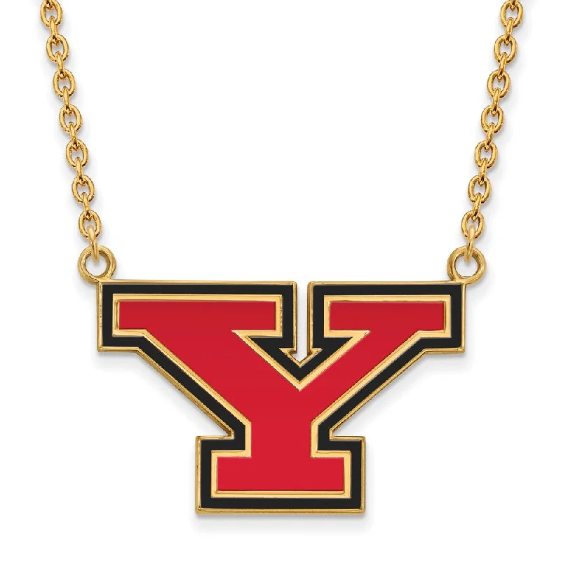 Ladies necklaces soft chains -14k Gold Plated Silver Youngstown State LG Enamel 'Y' Necklace, 18 In