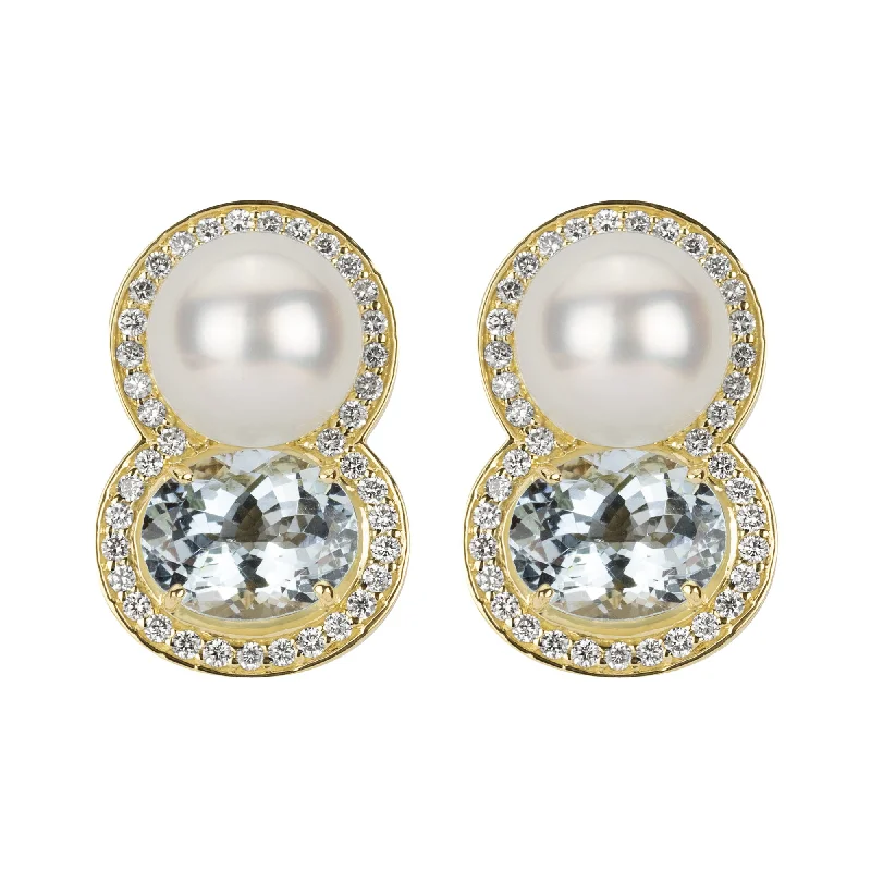 ladies-unique-rose-gold-earrings-Earrings - South Sea Pearl, Aquamarine And Diamond (2348A)