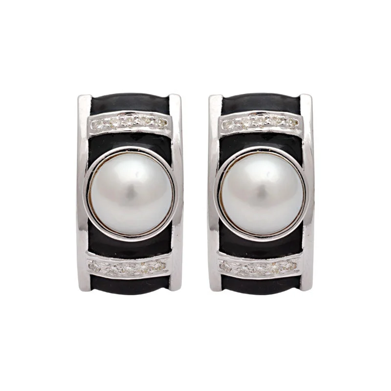 ladies-infinity-diamond-earrings-Earrings-South Sea Pearl and Diamond (Enamel)