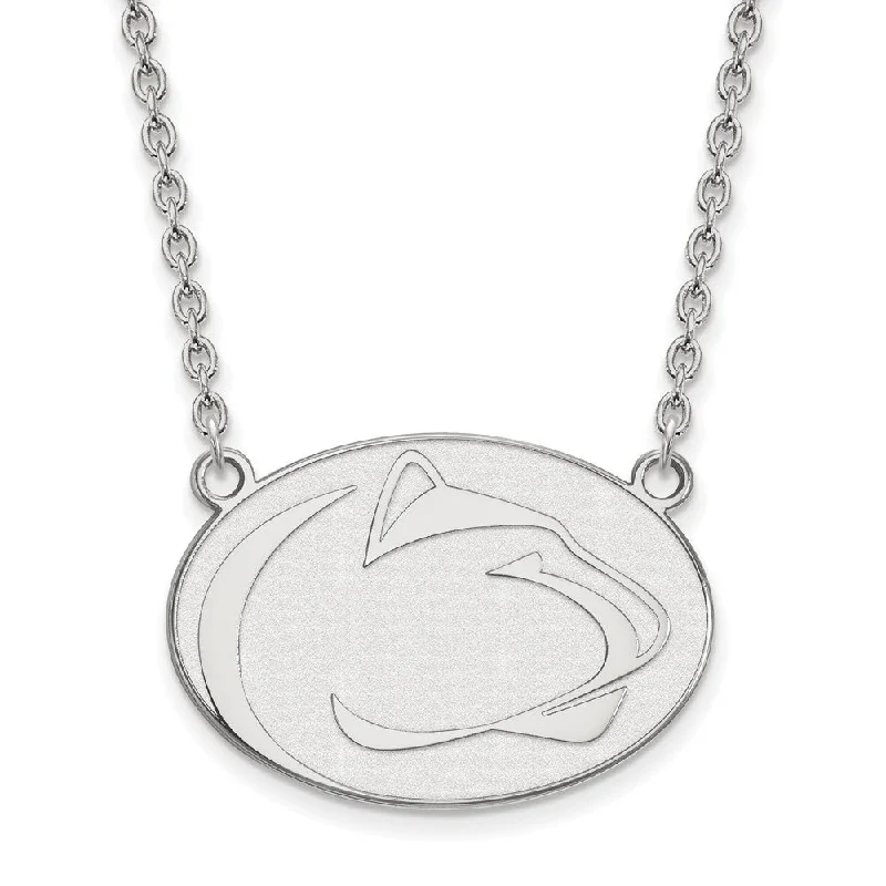 Ladies necklaces for painters -Sterling Silver Penn State Large Logo Pendant Necklace