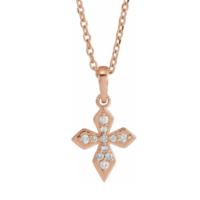 Ladies necklaces for bohemians -14K Yellow, White or Rose Gold Diamond Petite Cross Necklace, 16-18 In