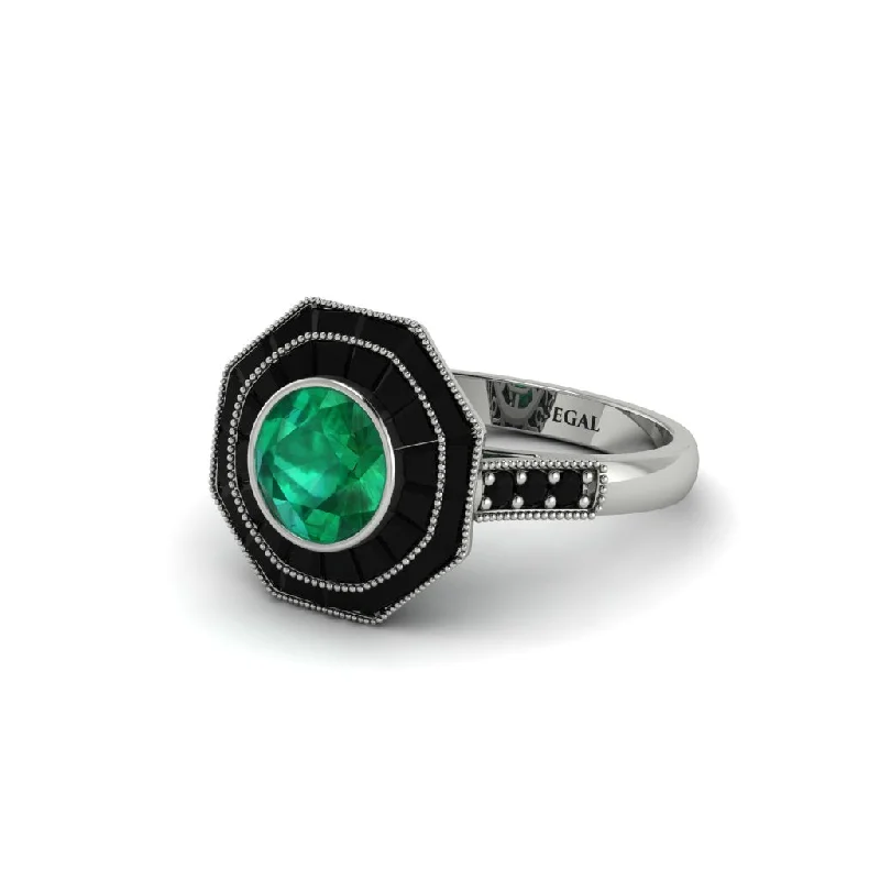 engagement-emerald-modern-ring-Emerald Radiant Majesty Engagement Ring - Francesca No. 36