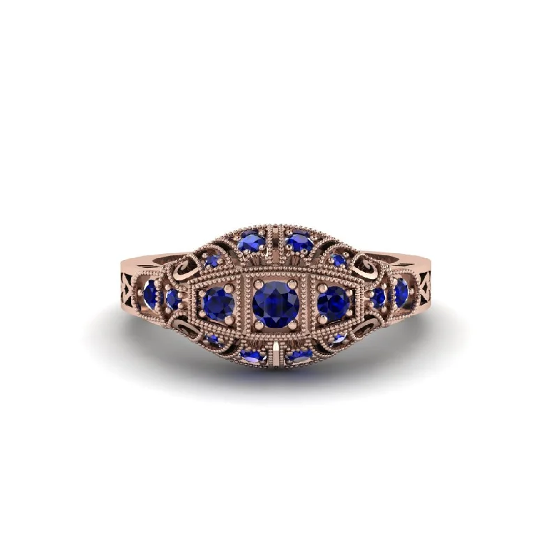 engagement-sapphire-modern-ring-Sapphire 3-Stones Art Deco Engagement Ring - Aniyah No. 14