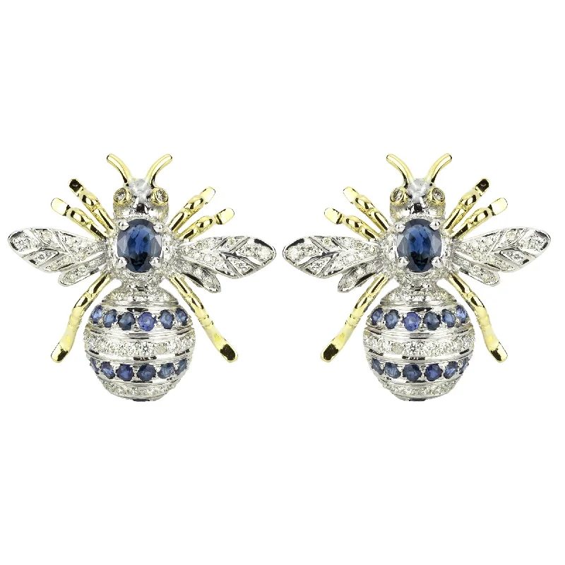 ladies-birthstone-chandelier-earrings-Repair - Earrings - Blue Sapphire & Diamond (45CM)