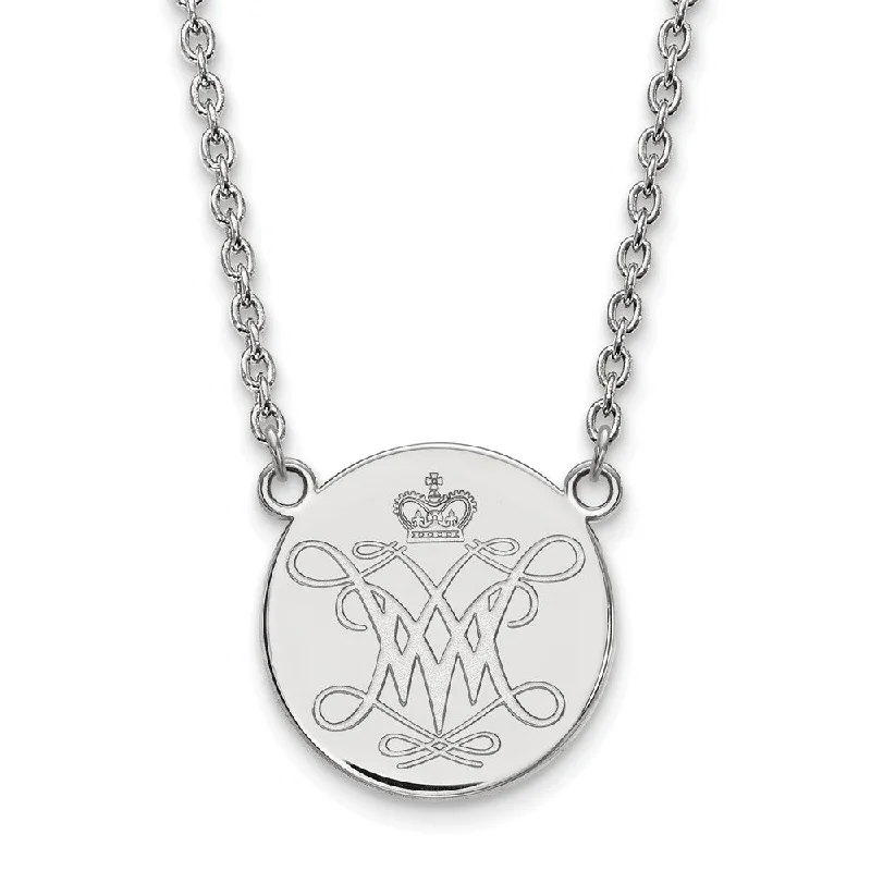 Ladies necklaces velvet finish -Sterling Silver William and Mary Large Logo Necklace