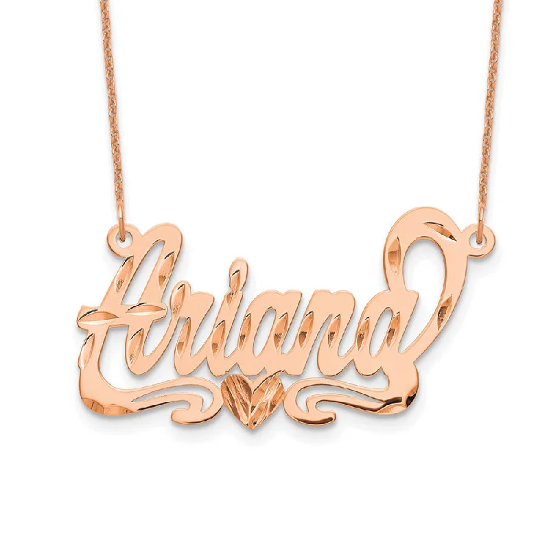 Ladies necklaces with velvet strands -Personalized Polished and Diamond-Cut Script Name Necklace