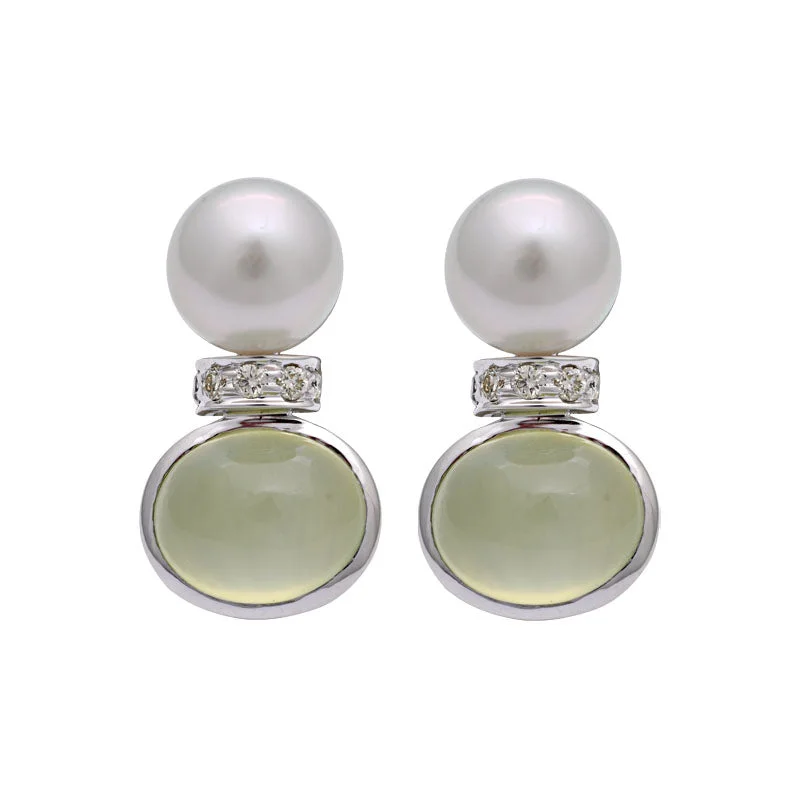 ladies-heart-gold-earrings-Earrings-Prehnite, South Sea Pearl and Diamond