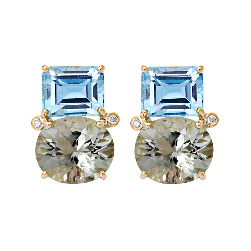 ladies-minimalist-rose-gold-earrings-Earrings-Blue Topaz, Green Quartz and Diamond