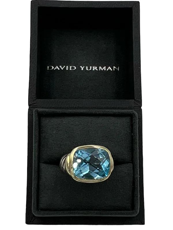 ladies-radiant-cut-sapphire-rings-David Yurman Blue Topaz Ring