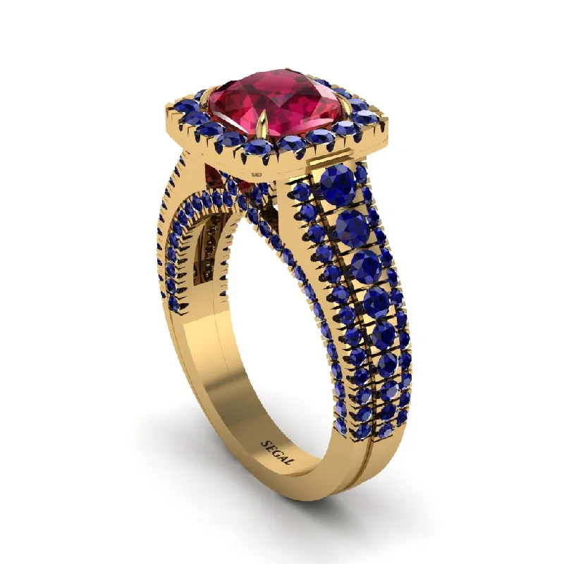 engagement-elegant-sapphire-ring-Cushion Cut Ruby Eternal Splendor Engagement Ring - Lorelei No. 70