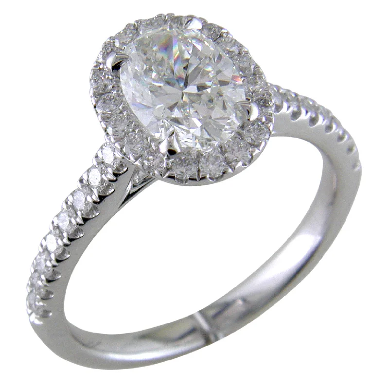 engagement-cushion-cut-rose-gold-ring-Oval Brilliant 1.30 carat Forevermark Halo Engagement Ring Platinum