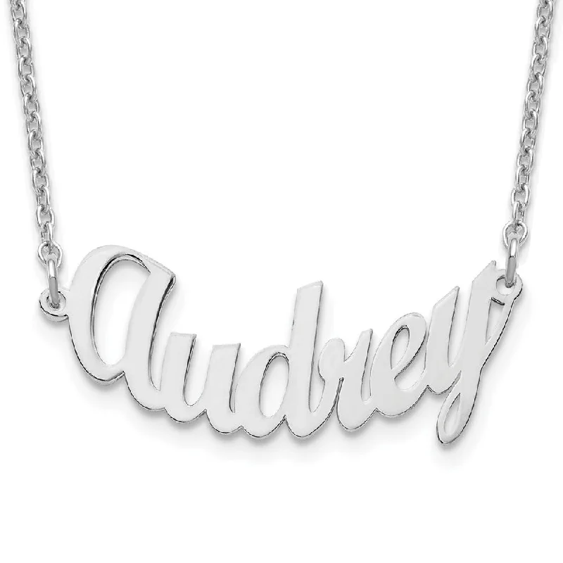 Ladies necklaces for trendsetters -Personalized Polished Small Curved Name Necklace