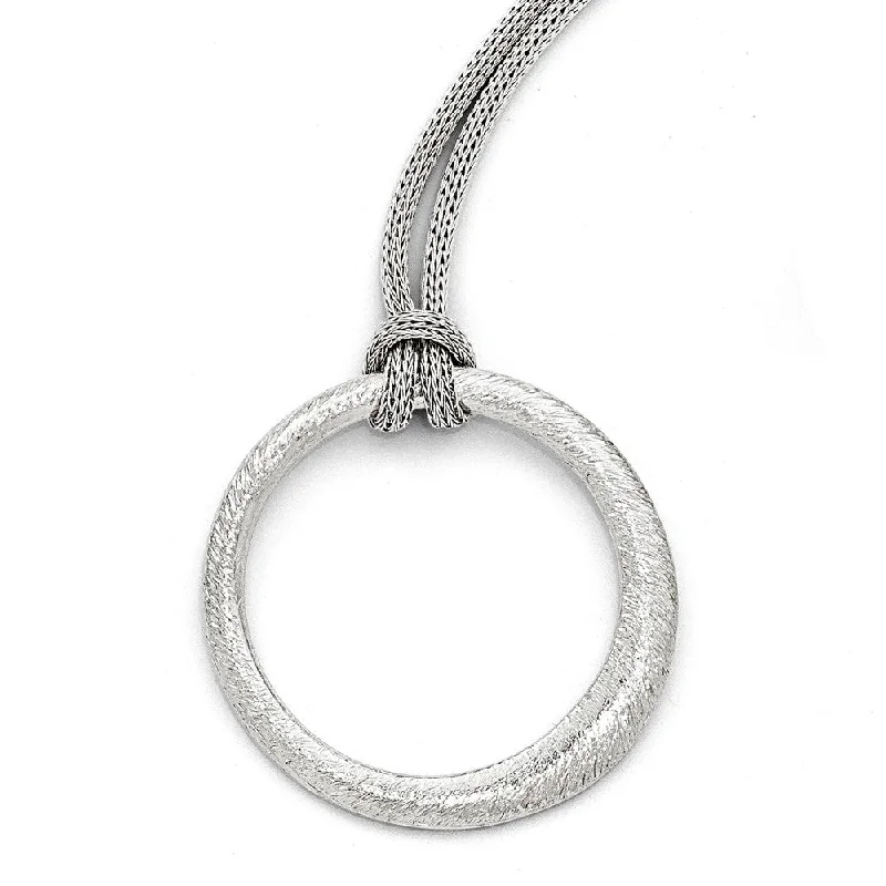 Ladies necklaces for gatherings -Knotted Asymmetrical Circle Necklace in Sterling Silver, 18 Inch