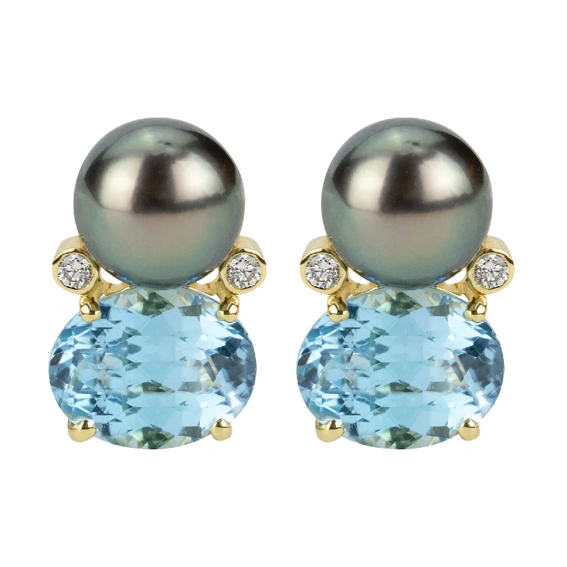 ladies-silver-teardrop-earrings-Earrings - South Sea Pearl, Blue Topaz And Diamond (2348D)