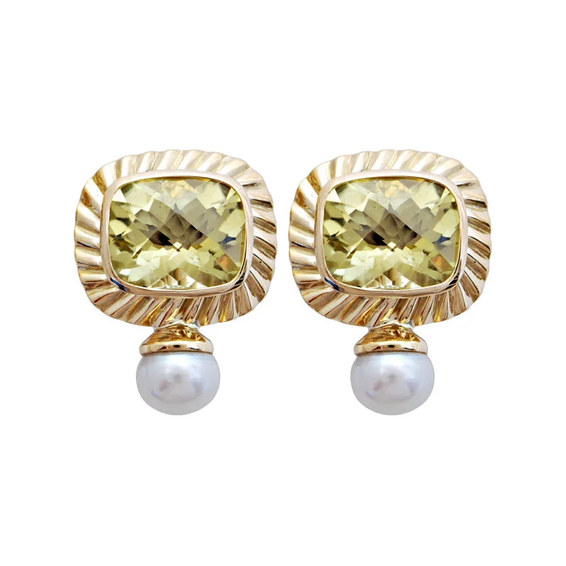 ladies-artisan-diamond-earrings-Earrings-Lemon Quartz and Pearl