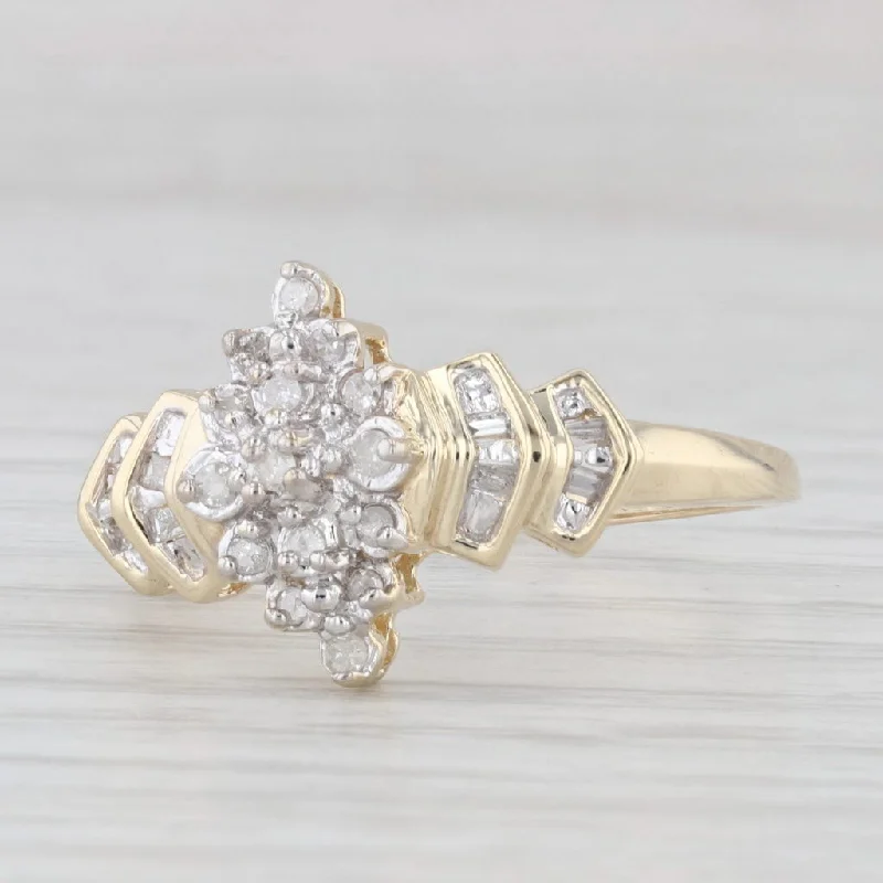 engagement-pear-cut-rose-gold-ring-0.16ctw Diamond Cluster Ring 10k Yellow Gold Size 10 Engagement