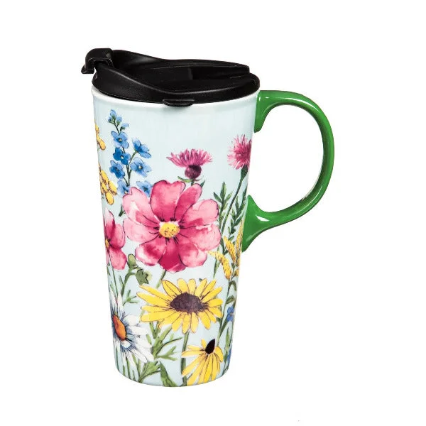 ladies-minimalist-emerald-rings-Spring Wildflowers Ceramic 17 oz. Travel Cup with Matching Gift Box