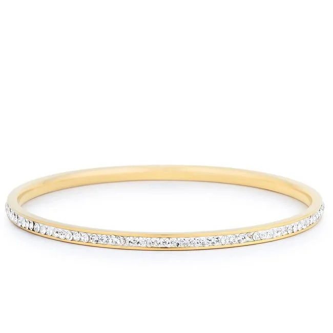 Ladies bracelets vintage flair -Katlynn 18k Gold CZ Bangle Bracelet