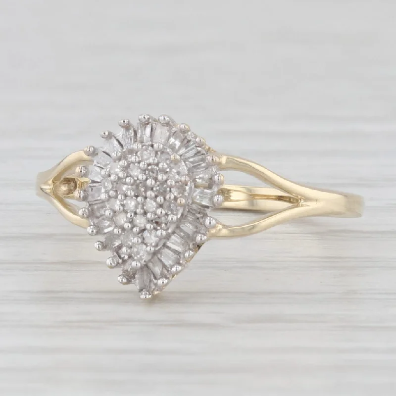 engagement-diamond-cluster-ring-Diamond Cluster Teardrop Halo Ring 10k Yellow Gold Size 6.75 Engagement