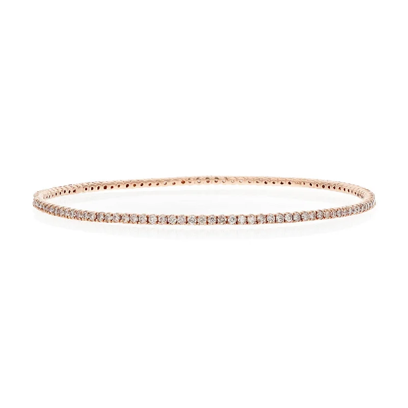 Ladies bracelets with rose opal -2.25 Carat Diamond Rose Gold Tennis Bracelet