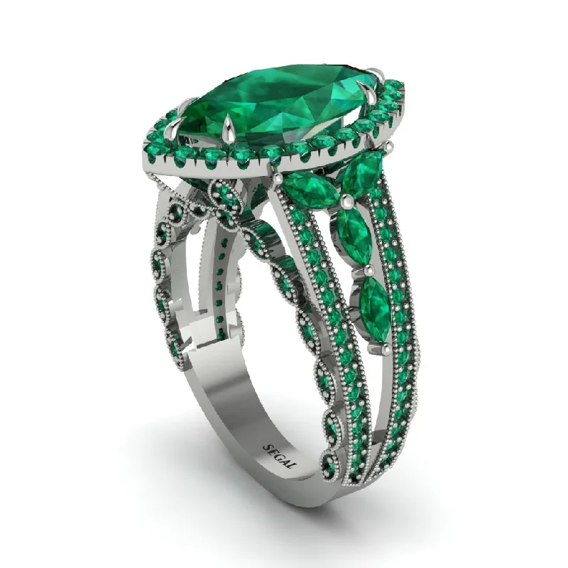 engagement-diamond-bezel-ring-Emerald Majestic Splendor Engagement Ring - Antonella No. 21