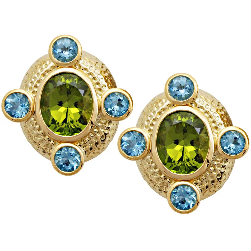 ladies-unique-diamond-earrings-Earrings-Aquamarine and Peridot