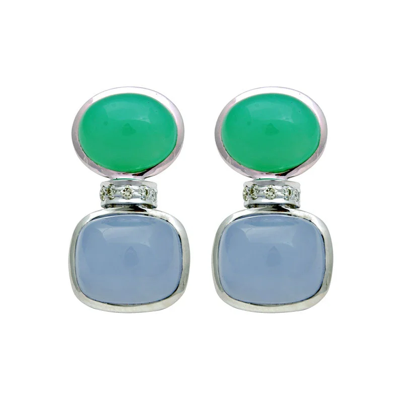 ladies-luxury-rose-gold-earrings-Earrings-Chrysoprase, Chalcedony and Diamond