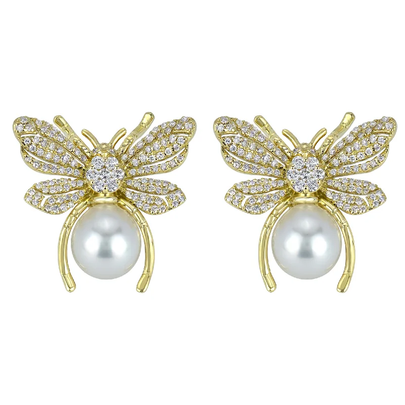 ladies-crystal-crawl-earrings-Earrings - Diamond And South Sea Pearl (2334F)