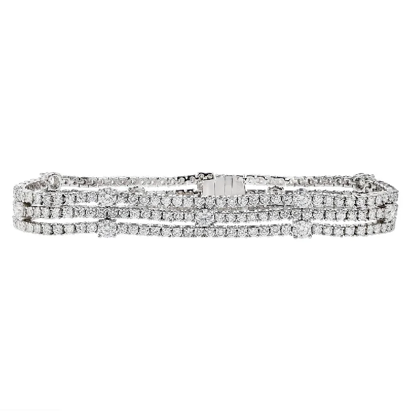 Ladies bracelets for builders -Classic Three Row Diamond Bracelet