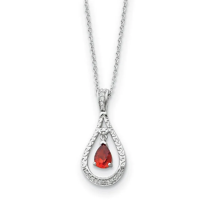 Ladies necklaces thick elegance -Rhodium Sterling Silver January CZ Birthstone Never Forget Necklace