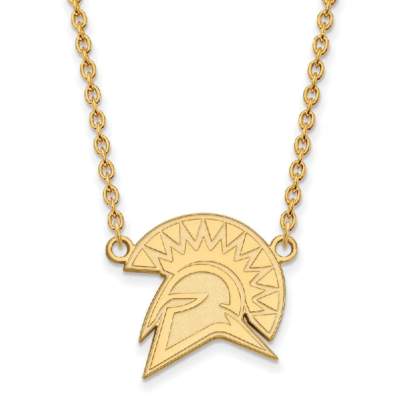 Ladies necklaces chunky elegance -14k Gold Plated Silver San Jose State Large Pendant Necklace