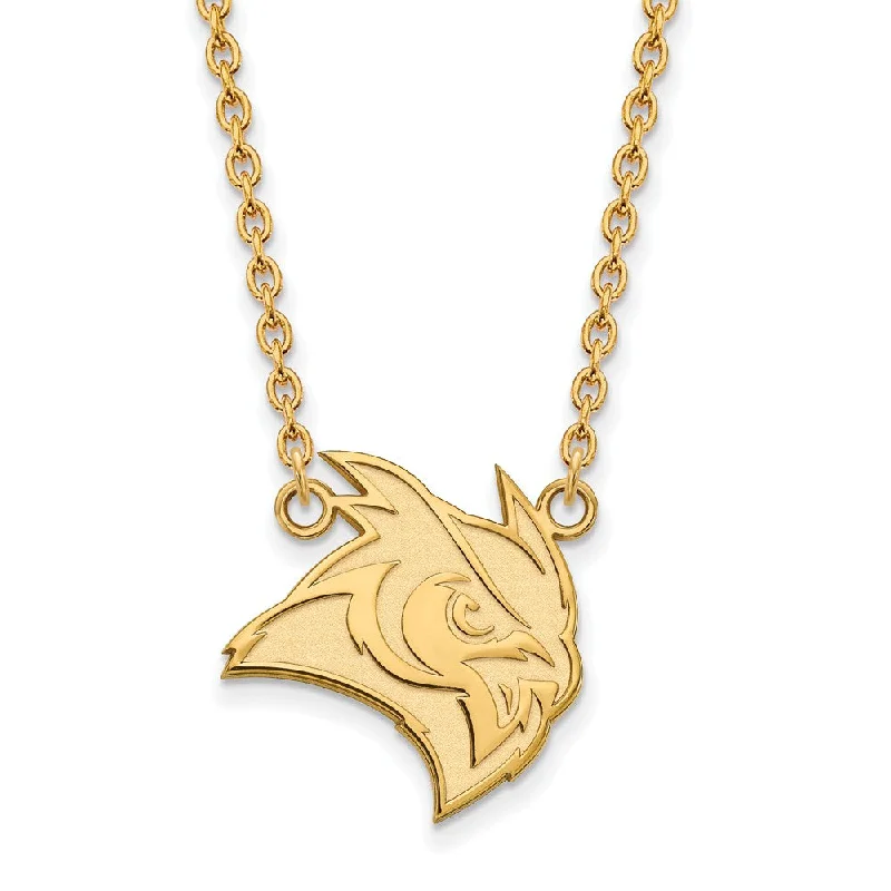 Ladies necklaces for game nights -14k Gold Plated Silver Rice U Large Pendant Necklace