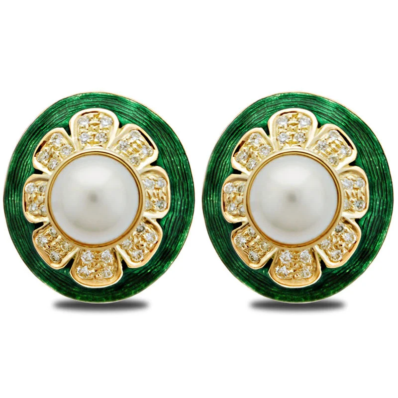 ladies-crystal-chandelier-earrings-Earrings-South Sea Pearl and Diamond (Enamel)