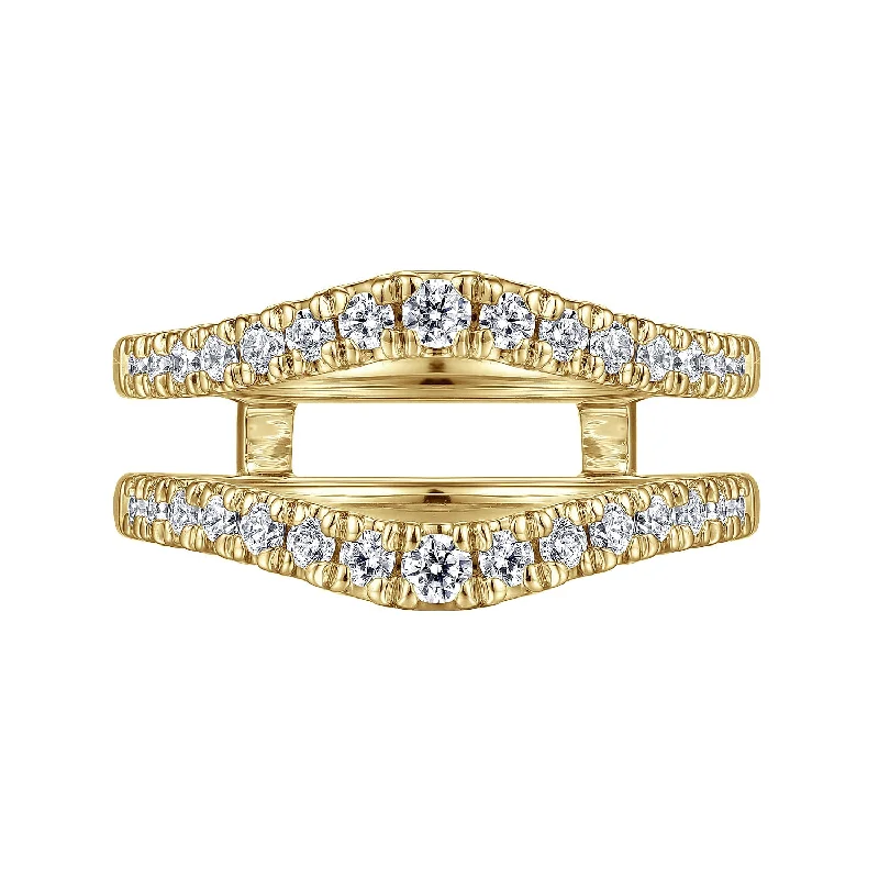 ladies-white-gold-band-rings-Diamond Ring Guard in Yellow Gold by Gabriel NY