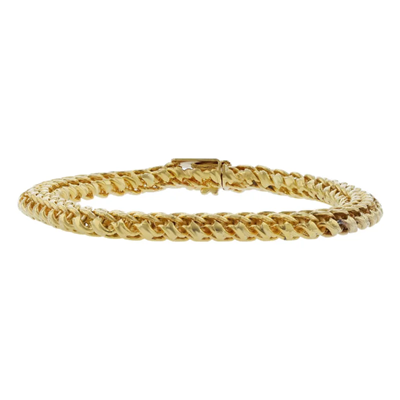 Ladies bracelets with chord charms -18K Yellow Gold Curved Fancy Link Bracelet