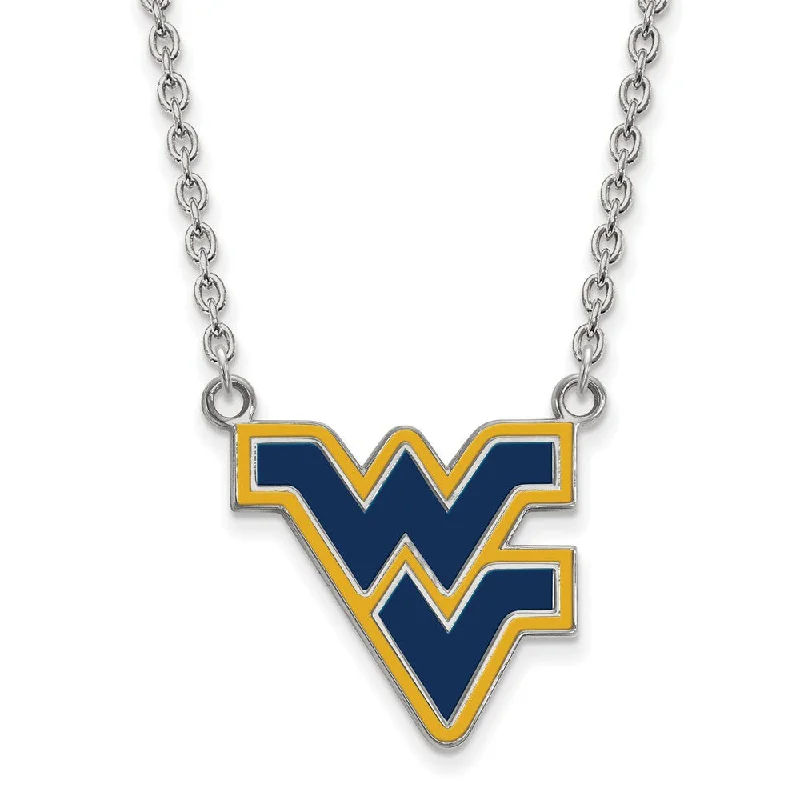 Ladies necklaces throwback elegance -Sterling Silver West Virginia U Large Enamel Pendant Necklace