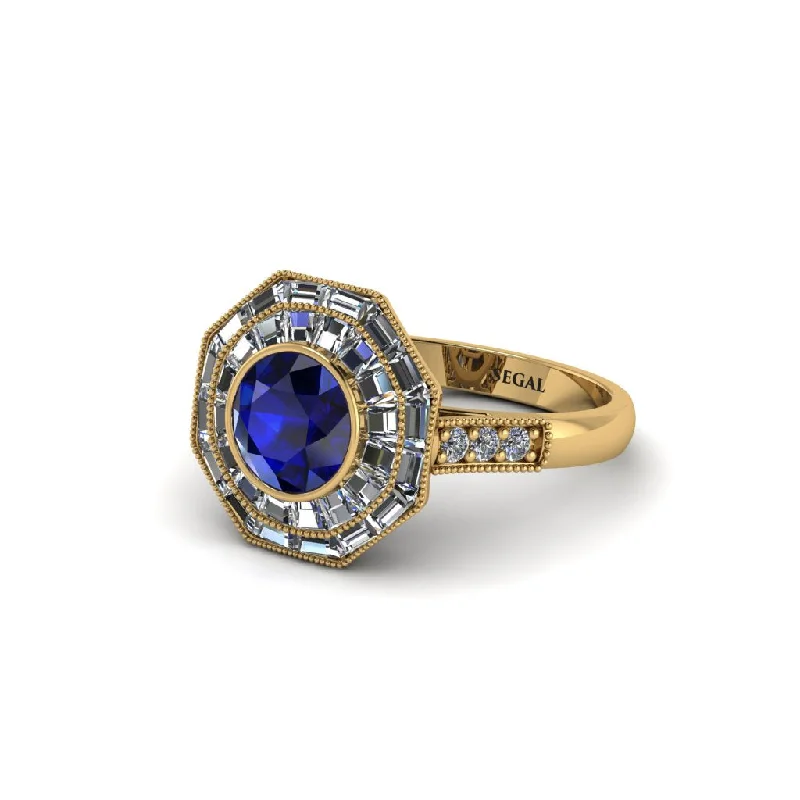 engagement-diamond-filigree-ring-Sapphire Radiant Majesty Engagement Ring - Francesca No. 13