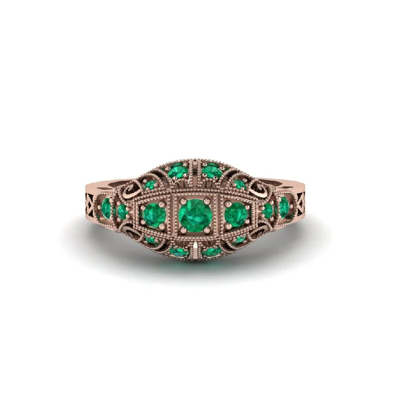 engagement-custom-gold-ring-Emerald 3-Stones Art Deco Engagement Ring - Aniyah No. 5