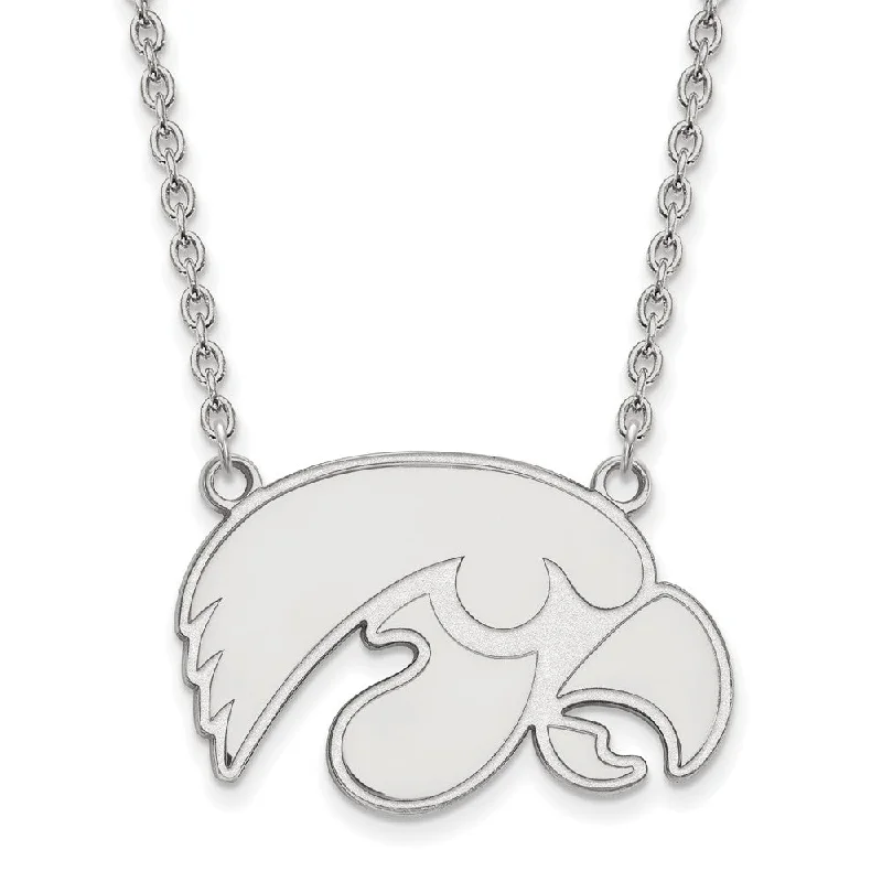 Ladies necklaces for brunch vibes -Sterling Silver U of Iowa Large Hawkeye Pendant Necklace