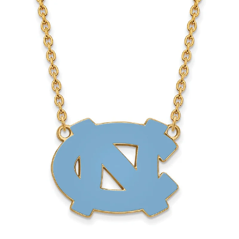 Ladies necklaces chic strands -14k Gold Plated Silver North Carolina Large 'NC' Pendant Necklace