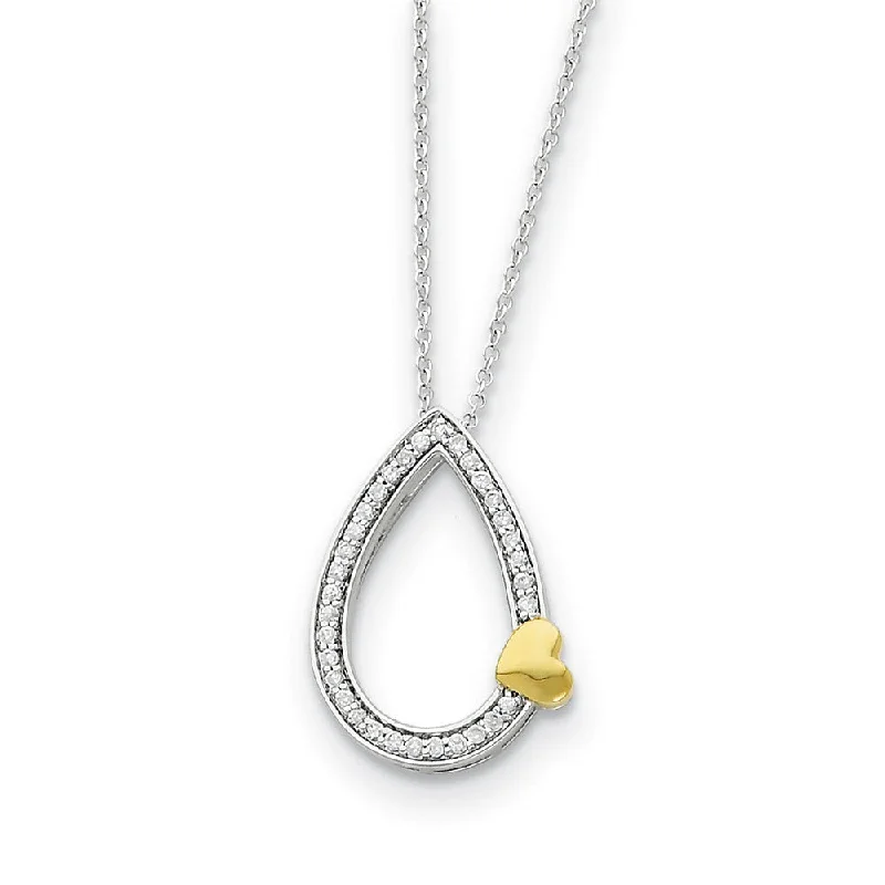 Ladies necklaces with nova pendants -Gold Tone Plated Sterling Silver & CZ Tear of Love Necklace, 18 Inch