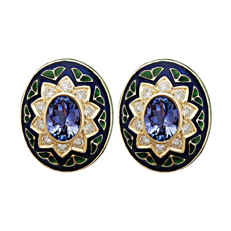 ladies-heart-gold-earrings-Earrings-Tanzanite and Diamond (Enamel)