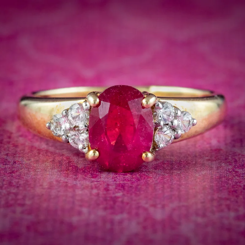 ladies-birthstone-platinum-rings-Art Deco Style Synthetic Ruby Sapphire Ring 1.5ct Ruby