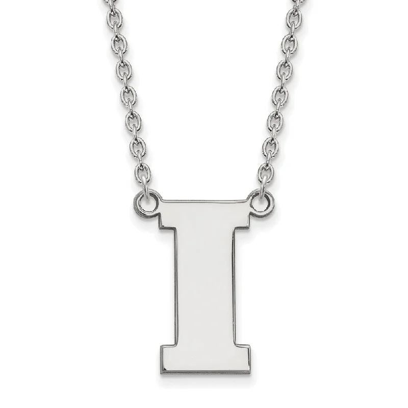 Ladies necklaces with violet tourmaline -Sterling Silver U of Iowa Large Initial I Pendant Necklace