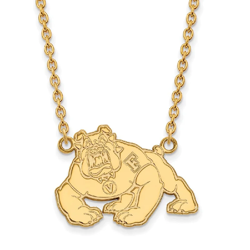 Ladies necklaces for gala vibes -14k Gold Plate Silver California State Fresno Lg Pendant Necklace